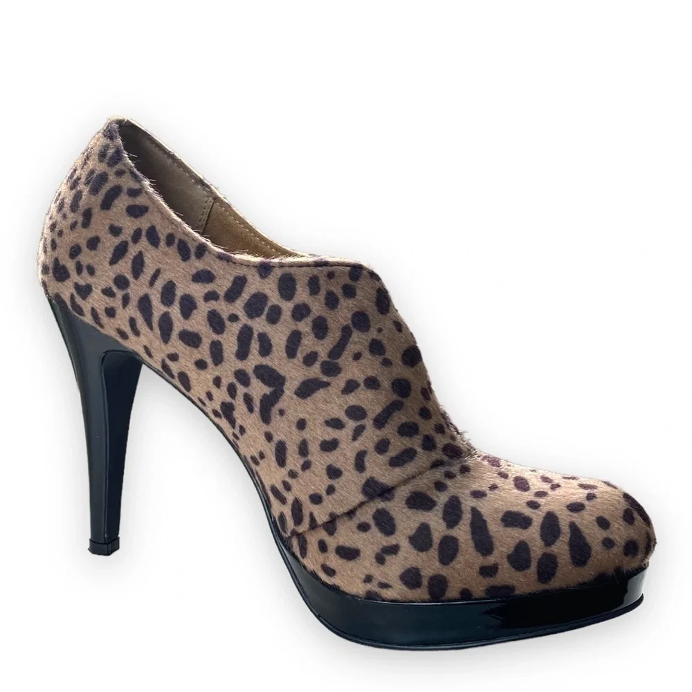 STYLE & Co Faux Fur Leopard Heeled Booties